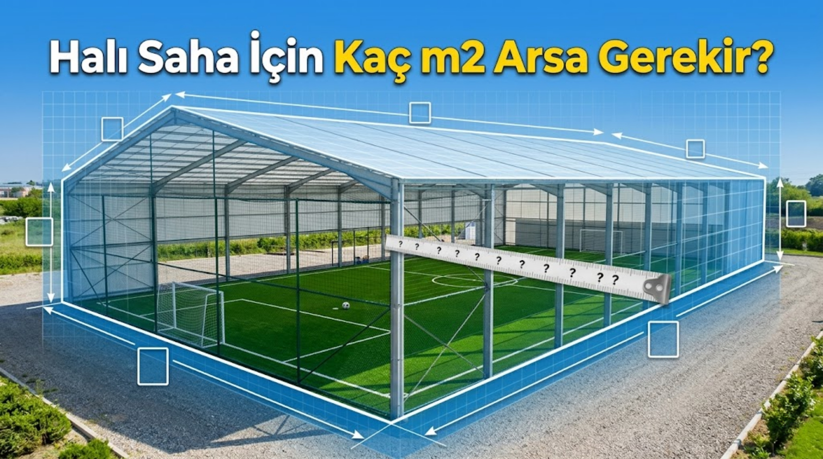 Halı saha yapımı için gerekli arsa m2 hesaplaması ve teknik çizim